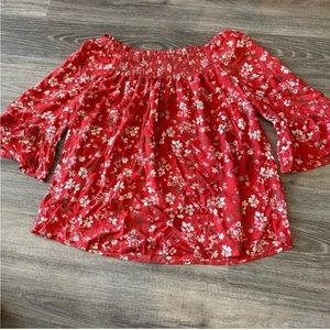 Beach Lunch Lounge off the shoulder shirt red/pink Medium